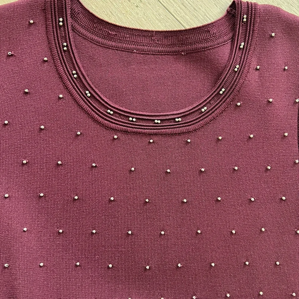 ✨sold✨ sandro • montaigne bordeaux bead embellished stud fit flare studded dress - Picture 10 of 12